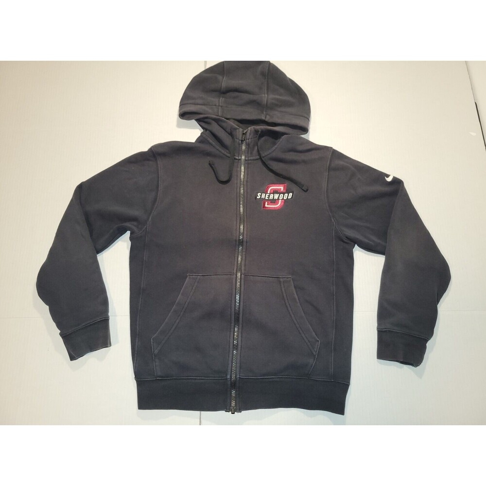 Nike Full Zip Sweater Hooded Sherwood Embroidered Logo Mens Size XS Faded